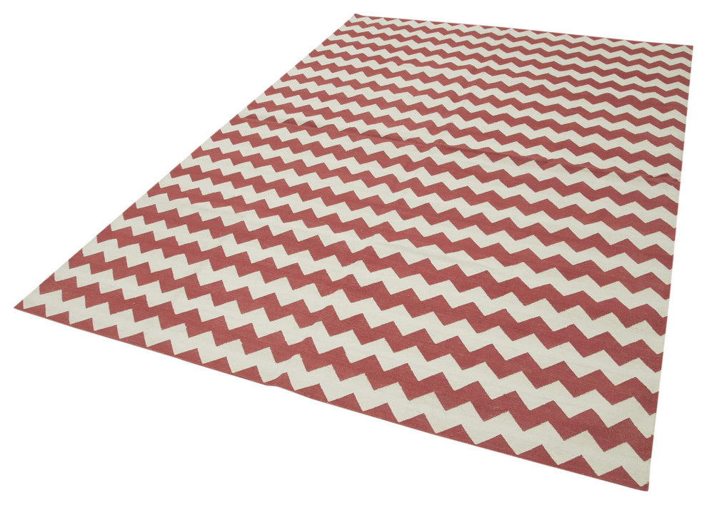 Rug N Carpet - Handmade Wool 6' 0'' x 8' 10'' Geometric Dhurrie Kilim Rug