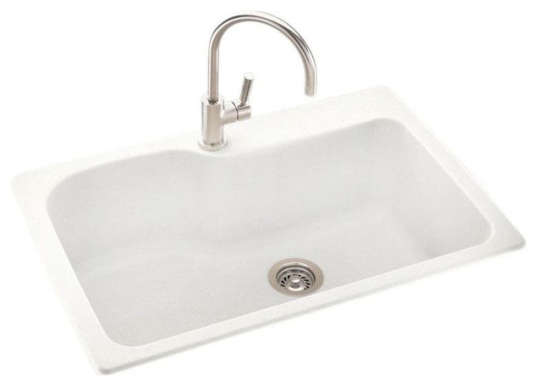 Swan 33x22x10 Solid Surface Kitchen Sink, 1-Hole, Tahiti Ivory