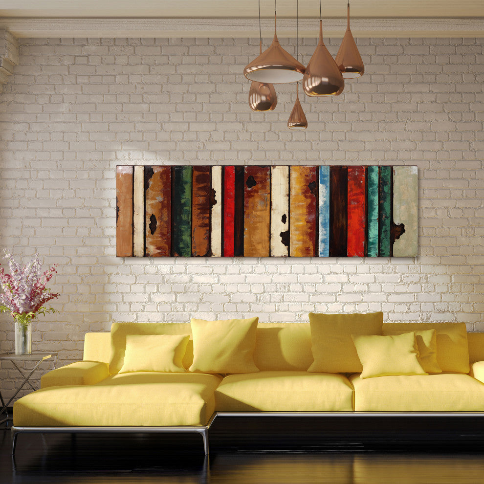 "Rustic Flow 1" Primo Mixed Media Hand Painted 3D Wall Sculpture Metal Wall Art
