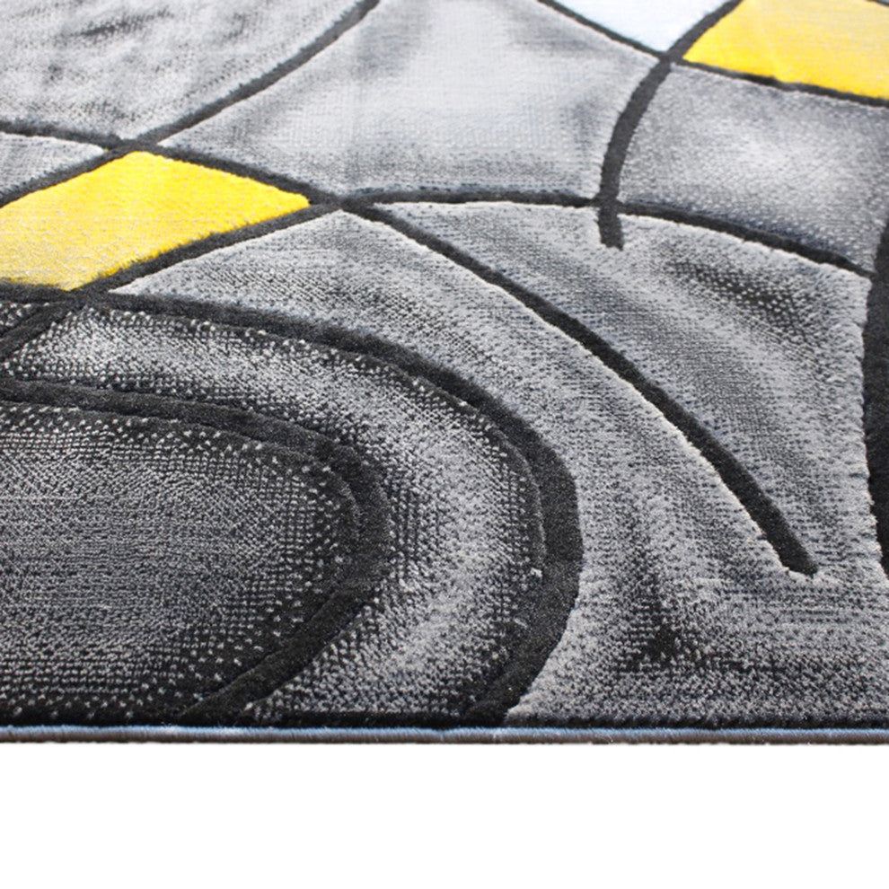 Jubilee Collection Modern Abstract Pattern Area Rug, Yellow, 8' X 10'