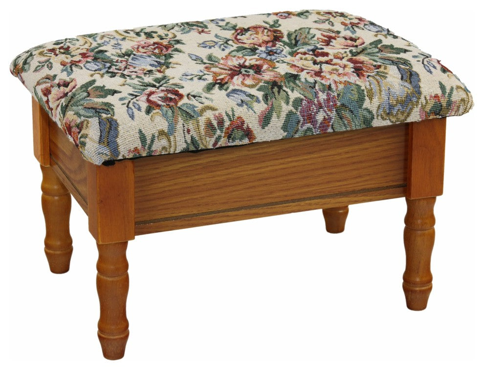 Footstool with Storage, Oak