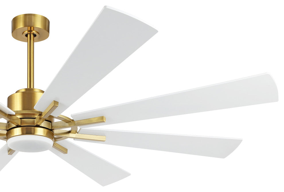 60" Reversible 8-Blade LED Ceiling Fan With Remote and Light, Gold/White