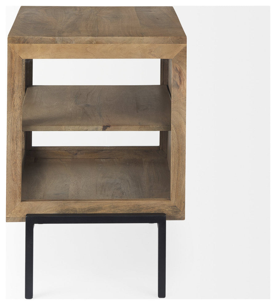 Rustic Honey Brown and Black Shadowbox Cabinet