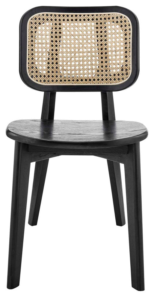 Side Dining Chair, Set of 2, Black, Wood, Modern, Cafe Bistro Hospitality