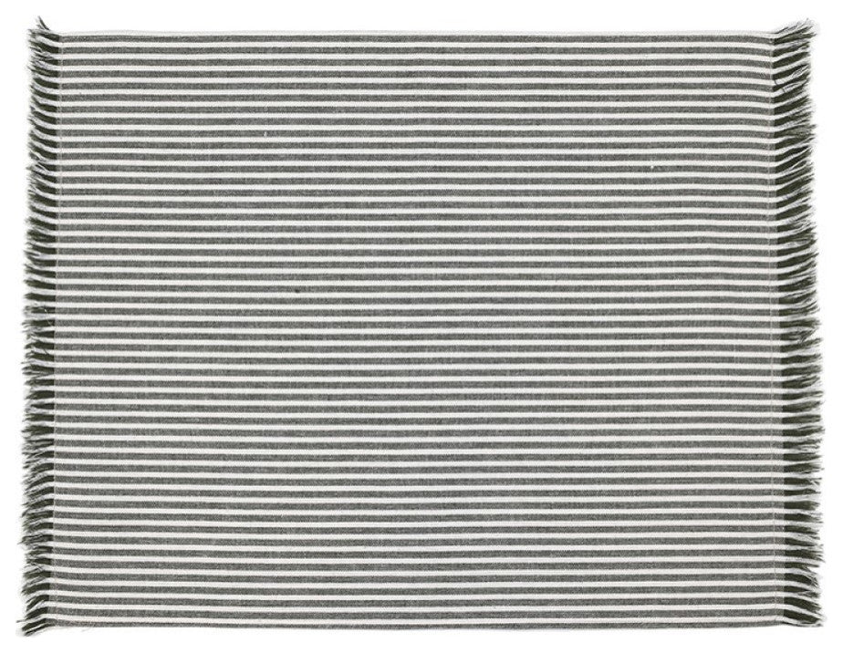 Set of Eight Dull Green Striped Placemats