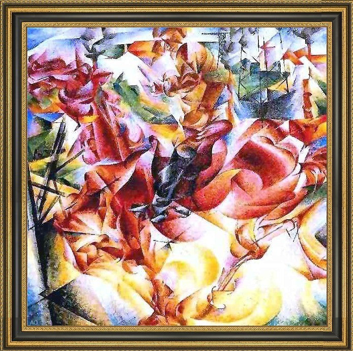 Umberto Boccioni Elasticity - 16" x 16" Framed Premium Canvas Print