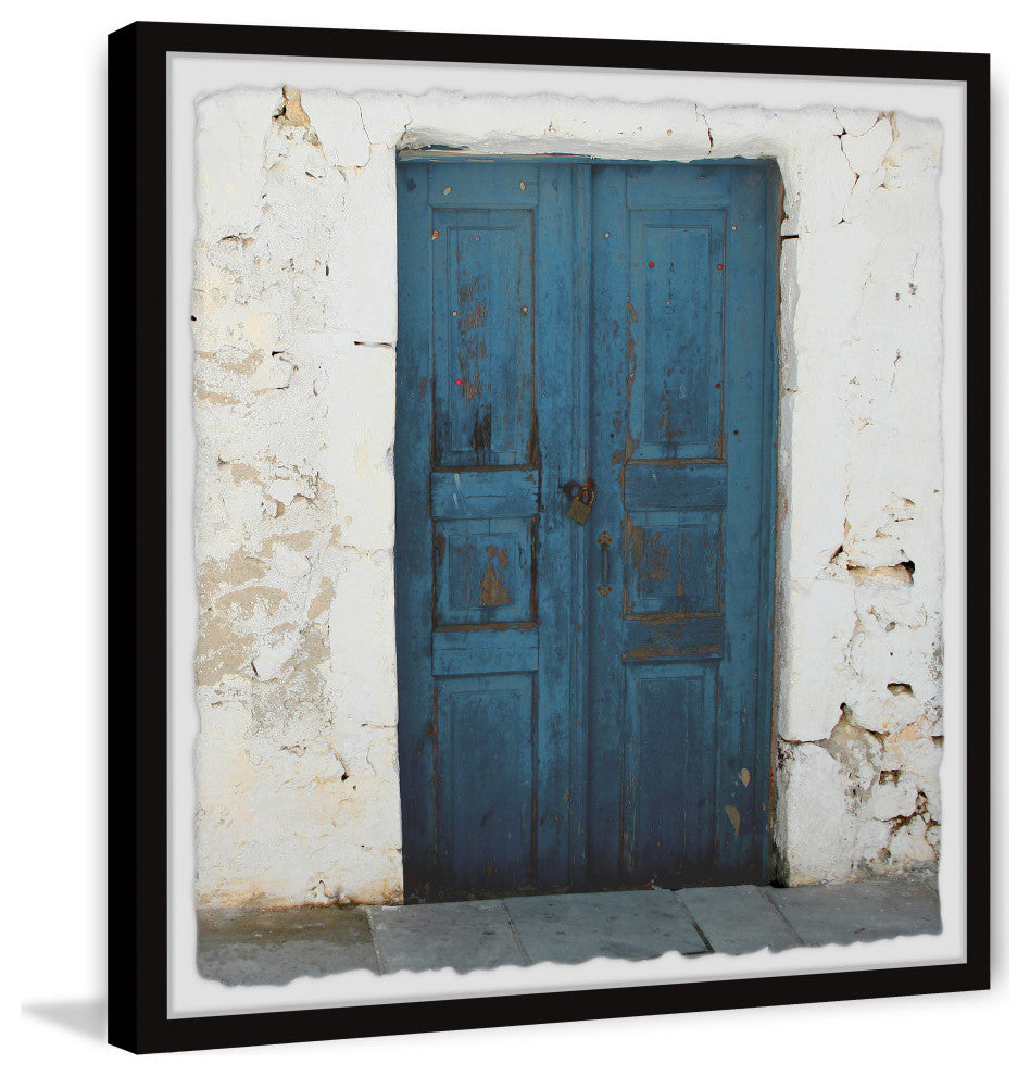 "Blue Wooden Door" Framed Painting Print, 12x12