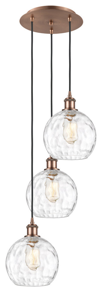 Athens Multi-Pendant, Antique Copper, Clear Water Glass