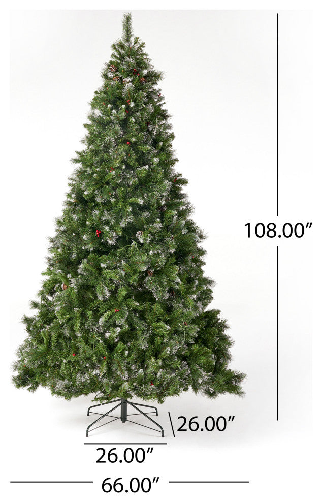 9-foot Mixed Spruce Pre-Lit Clear LED Hinged Artificial Christmas Tree, Clear Le