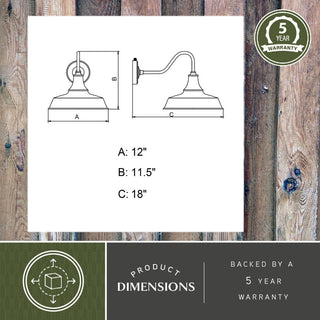 Dorado 1 Light Barn Outdoor Wall Lantern, Hunter Green/White, 12"x11.5"x18"