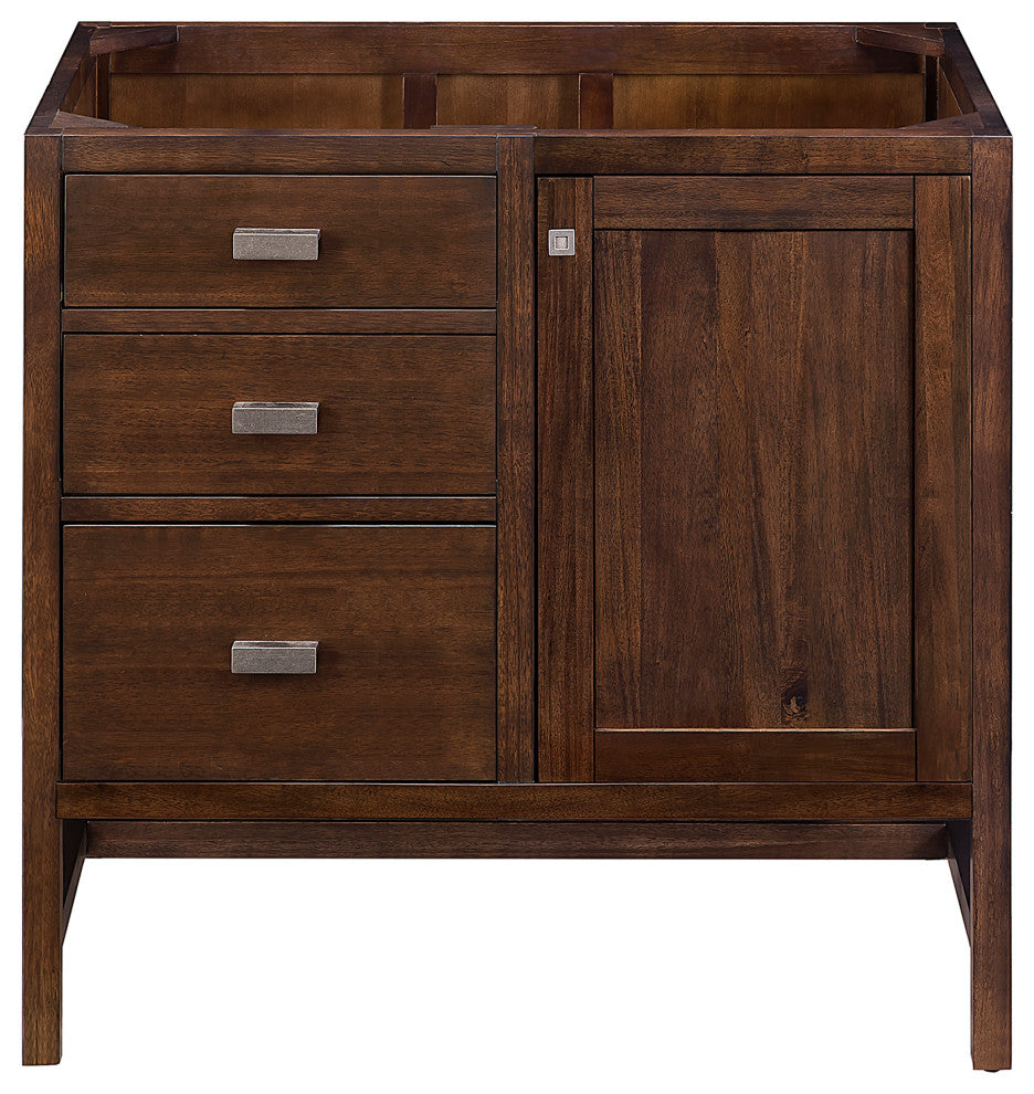 Addison 36" Single Vanity Cabinet, Mid Century Acacia,  Charcoal Soapstone