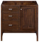 Addison 36" Single Vanity Cabinet, Mid Century Acacia,  Charcoal Soapstone