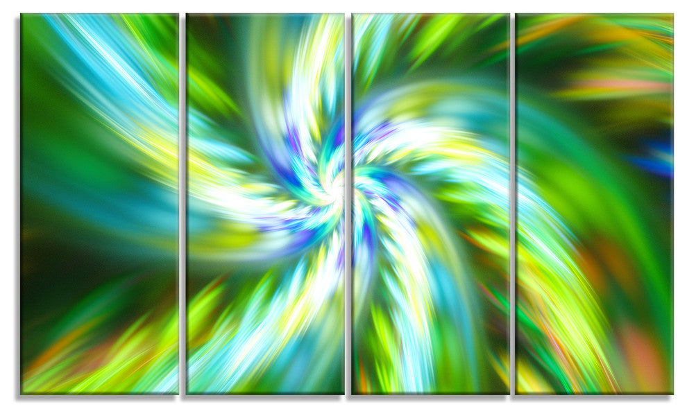Beautiful Green Flower Petals, Floral Canvas Art Print, 48"x28", 4 Panels