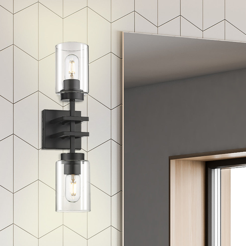 Tribeca 2-Light Wall Sconce With Matte Black Shade