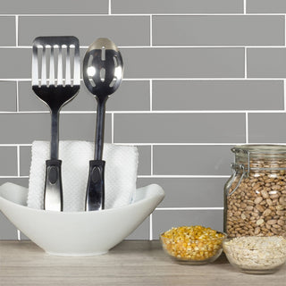 Metro 3"x12" Glass Subway Tile,Glossy Pebble Gray, Sample