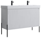 Flutie 48" Bathroom Vanity Set, White, Double Resin White Sink