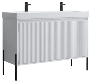 Flutie 48" Bathroom Vanity Set, White, Double Resin White Sink