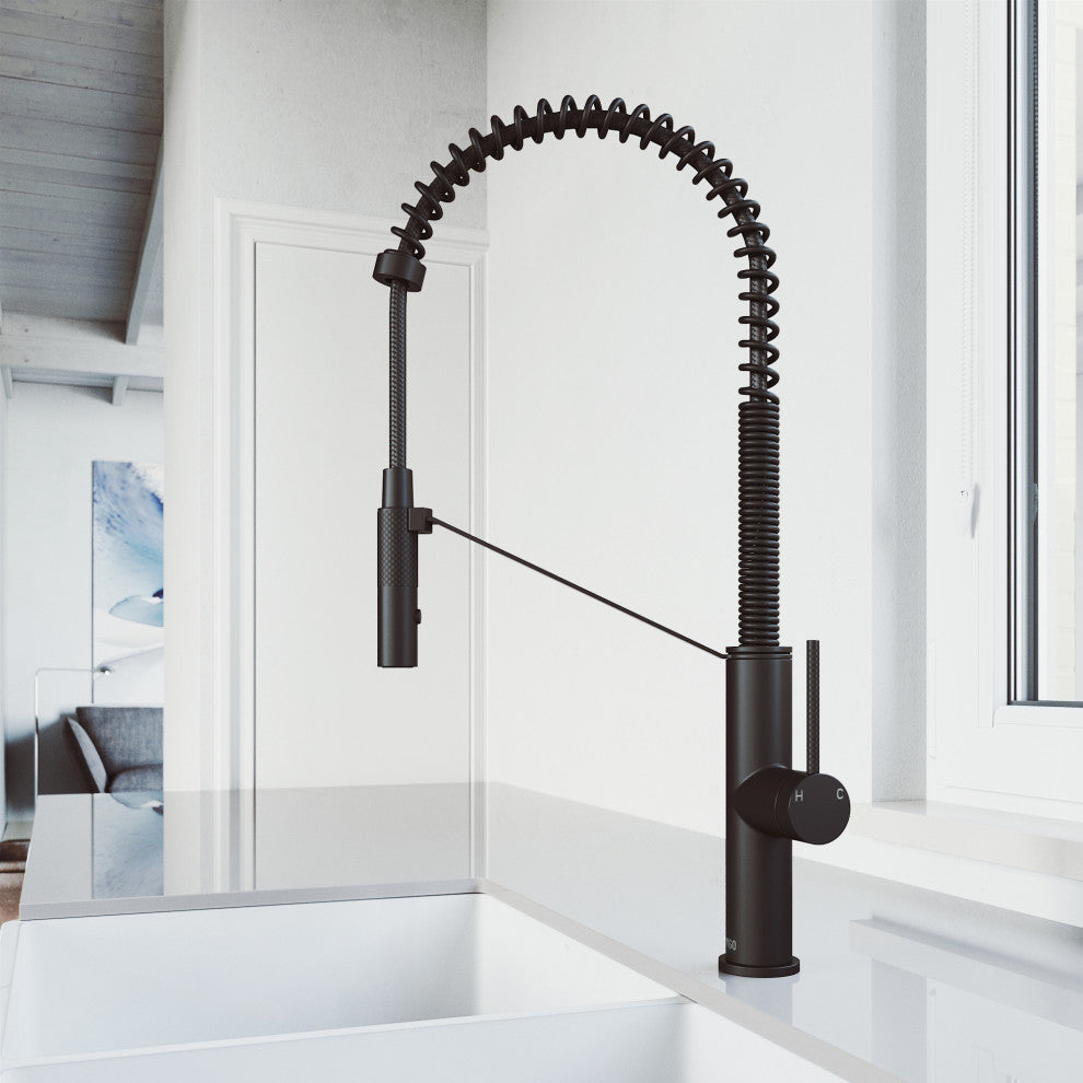 VIGO Livingston 24" H Single Handle Pull-Down Sprayer Kitchen Faucet, Matte Black, Without Extras