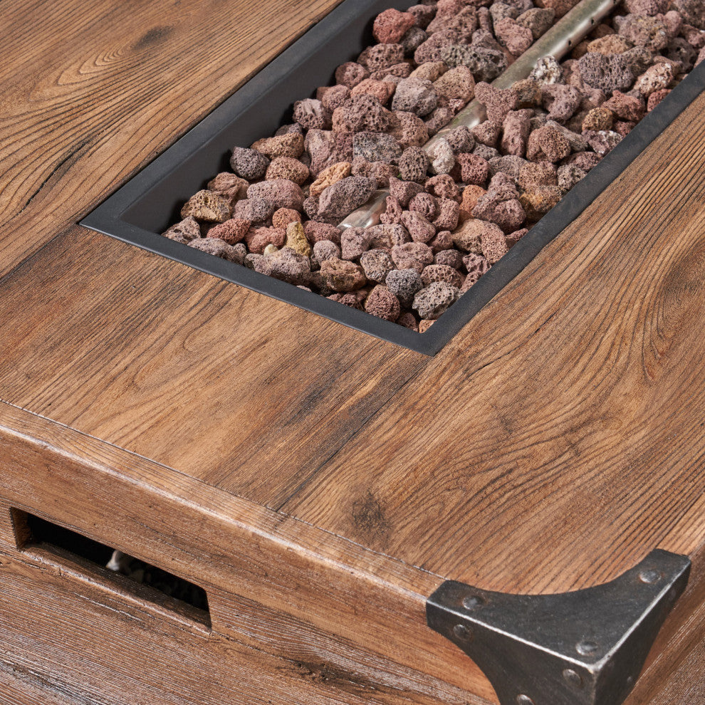 Aido Outdoor 50,000 BTU Rectangular Fire Pit, No Tank Holder