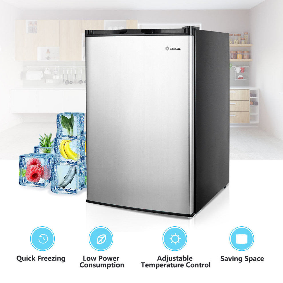 STAKOL 3 cu.ft. Compact Upright Freezer w/ Stainless Steel Door Removable Shelf