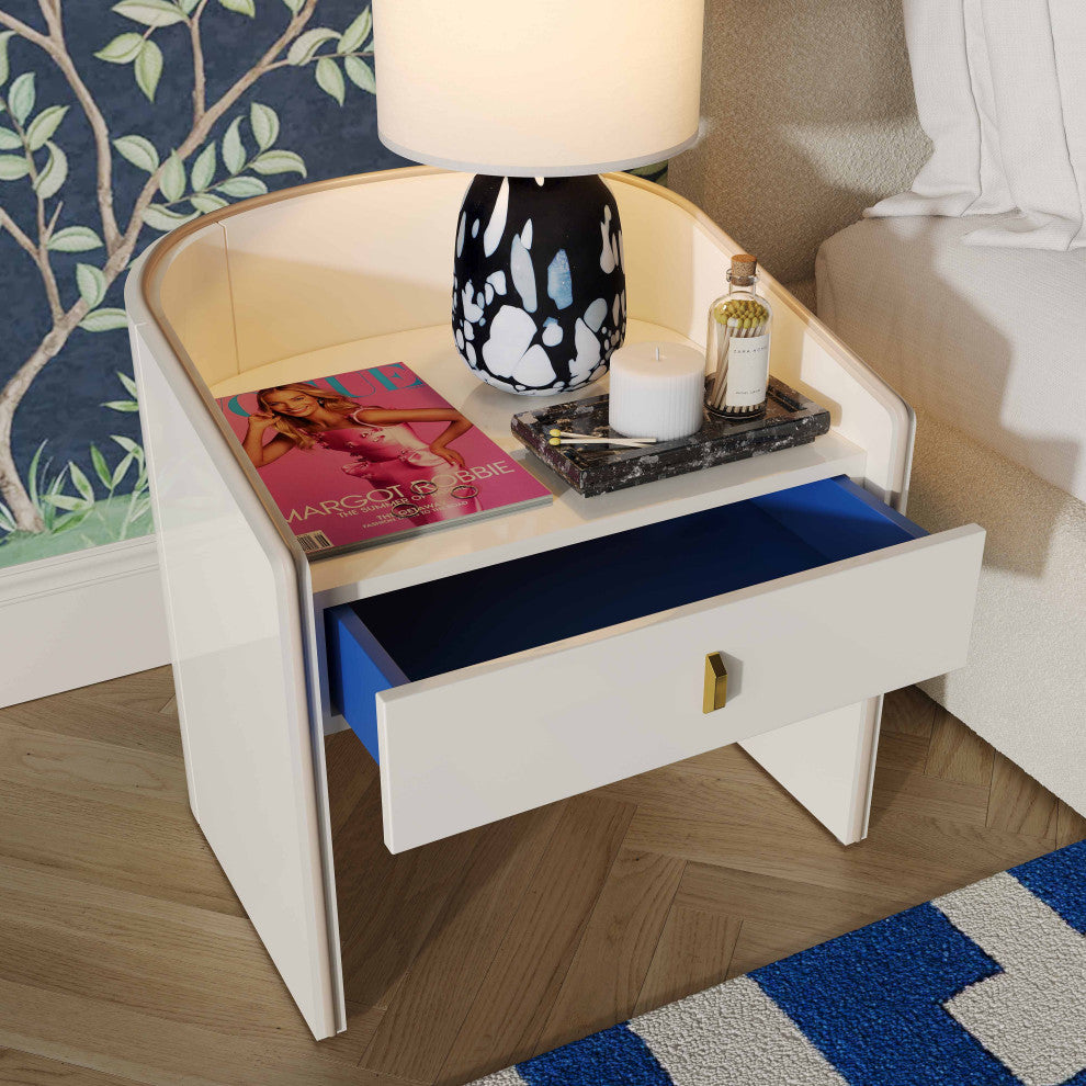Collins Lacquer Nightstand, Cream
