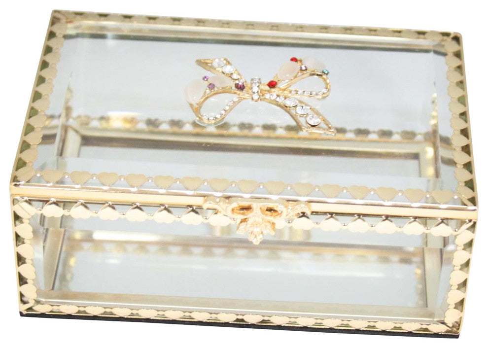 Glitzy Ribbon Crystal Jewelry Box