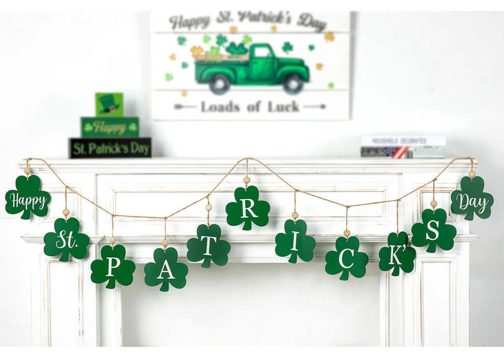 6' Metal Shamrocks Garland