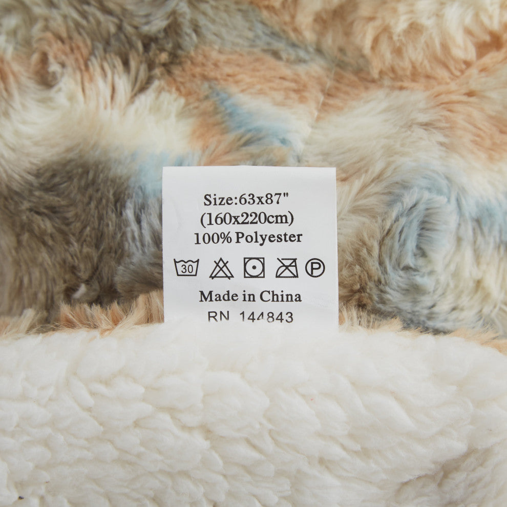 Tache Super Soft Brown Russian Lynx Faux Fur Throw Blanket, 90"x 90"