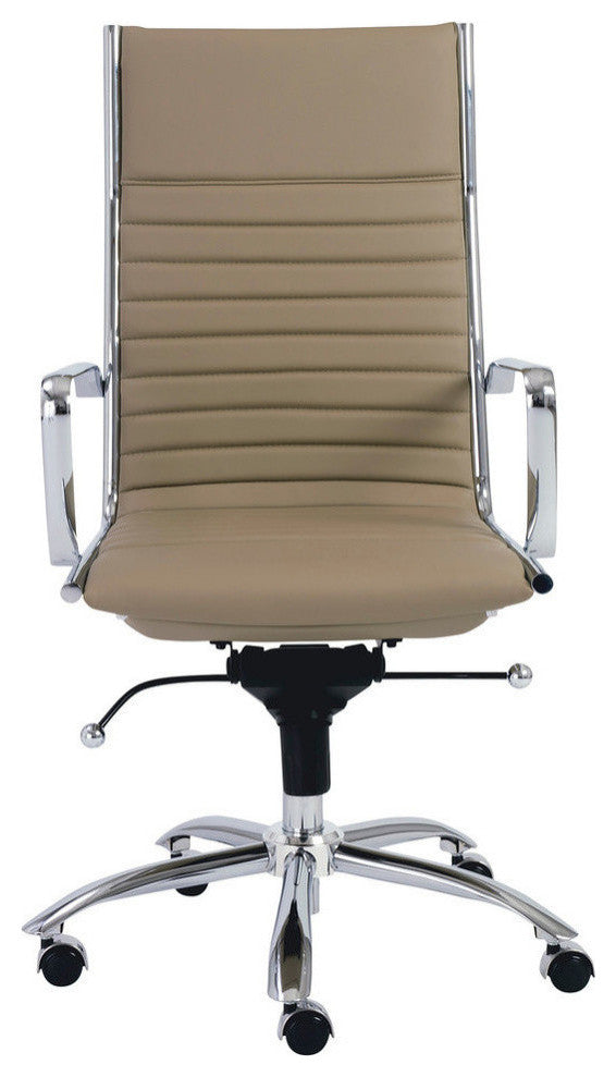 Dirk High Back Office Chair, Taupe/Chrome