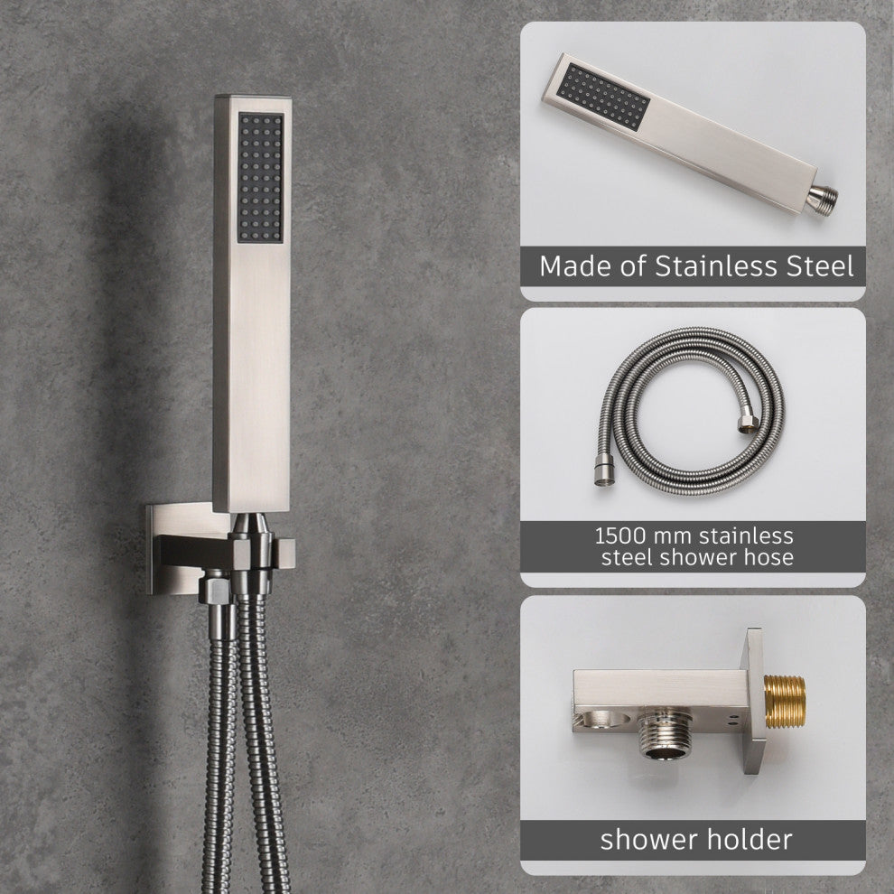 CASAINC 10 Inch Rain Shower Head with Handheld Spray Dual Head Shower System, Brushed Nickel