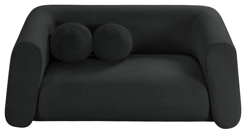 Abbington Boucle Fabric Upholstered Loveseat, Black