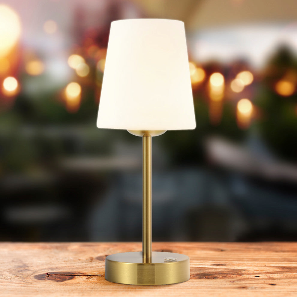 12.75" Modern Minimalist Iron Rechargeable Integrated LED Table Lamp