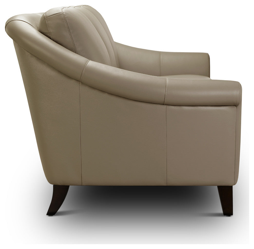 Sienna Genuine Leather Midcentury Modern Armchair, Beige
