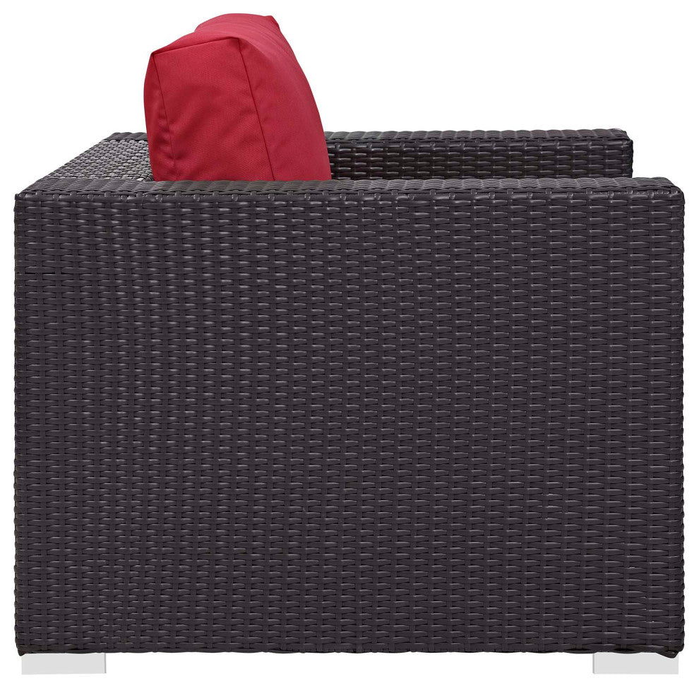 Convene 4 Piece Set Outdoor Patio with Fire Pit Espresso Red