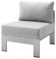 Sectional Sofa Chair Table Set, Sunbrella, Aluminum, Silver Gray, Outdoor