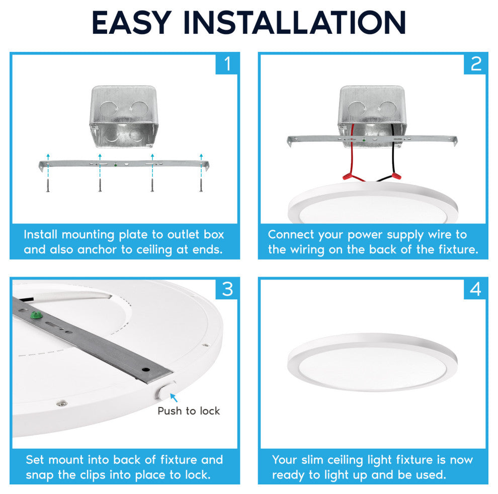 Luxrite 12" LED Flush Mount Ceiling Light 22W 5CCT 1600LM 2-Pack