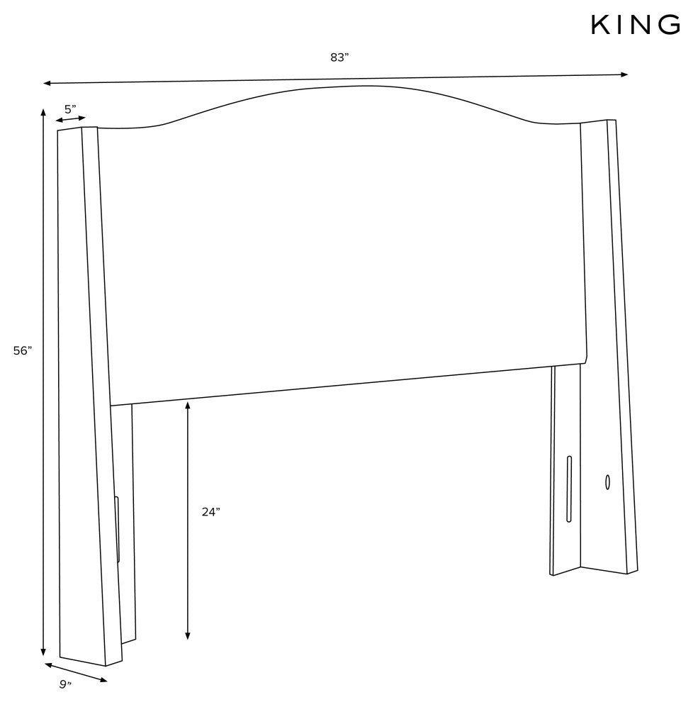 Camelback Wingback Headboard, Linen Gray, King
