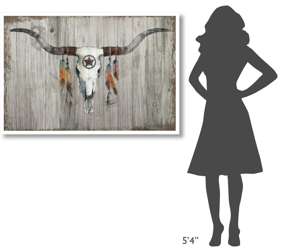"Longhorn on Dark Gray Wood" Digital Paper Print by Avery Tillmon, 50"x34"