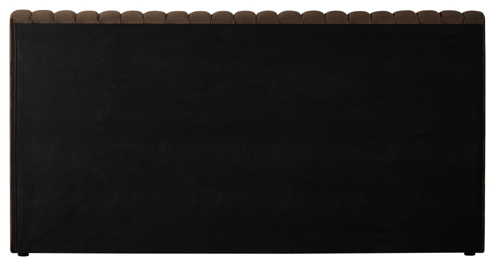 Nico Black Velvet Upholstered Bed, Brown, Full