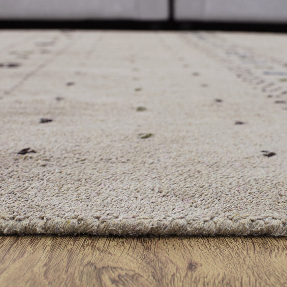HAND KNOTTED LOOM SILK ECO-FRIENDLY AREA RUG-8'x11',Rectangle,Beige,Contemporary
