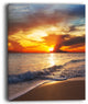 "Yellow Sunset Over Gloomy Beach" Modern Beach Canvas Art Print, 12"x20"