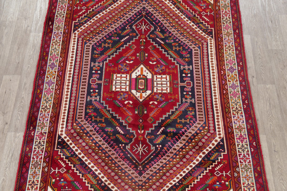 Consigned, Kashkoli Oriental Persian Traditional Hand-Knotted Area Rug, Red, 6x9