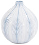Blue and White Chevron Ceramic Globe Vase Small