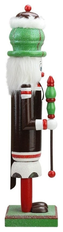 14" Brown, Red and White TootsieRoll Wooden Nutcracker Figure
