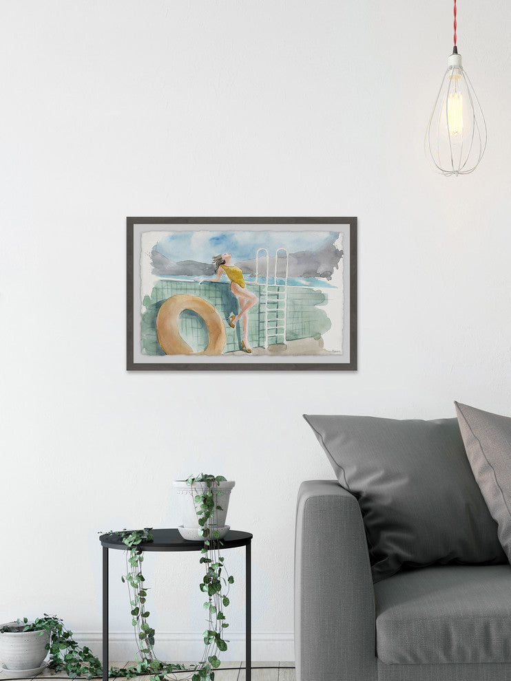 "Mustard Swimsuit" Framed Painting Print, 36"x24"