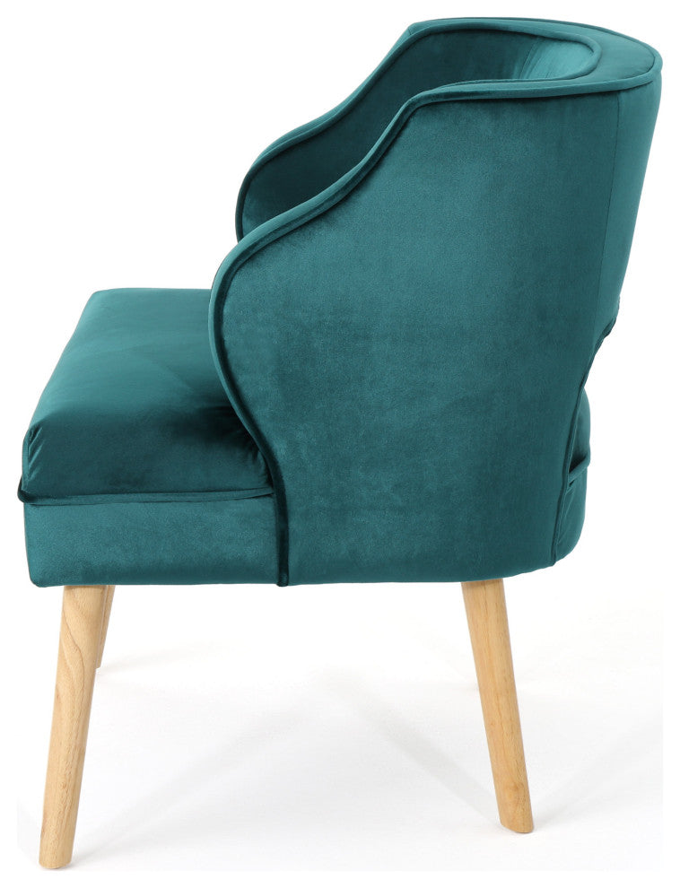 GDF Studio Michaela Mid Century Velvet Accent Chair, Teal