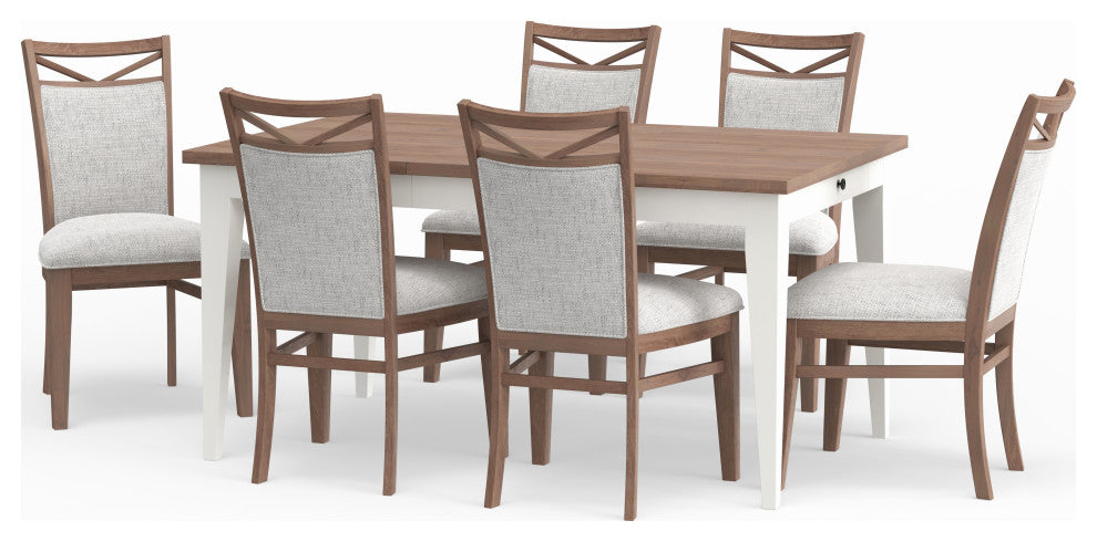 Rectangular Extendable Dining Table With 6 Upholstered Dining Chairs