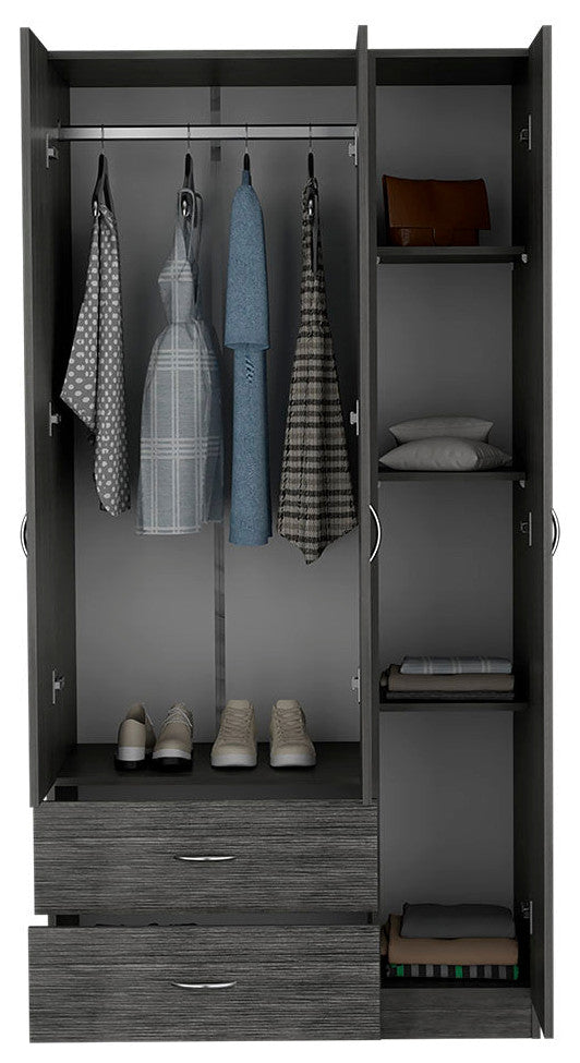 Three Door Armoire Clark, Bedroom, Smoky Oak / White