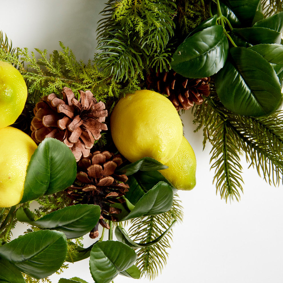 Lemon and Mixed Botanicals Wreath, 26"