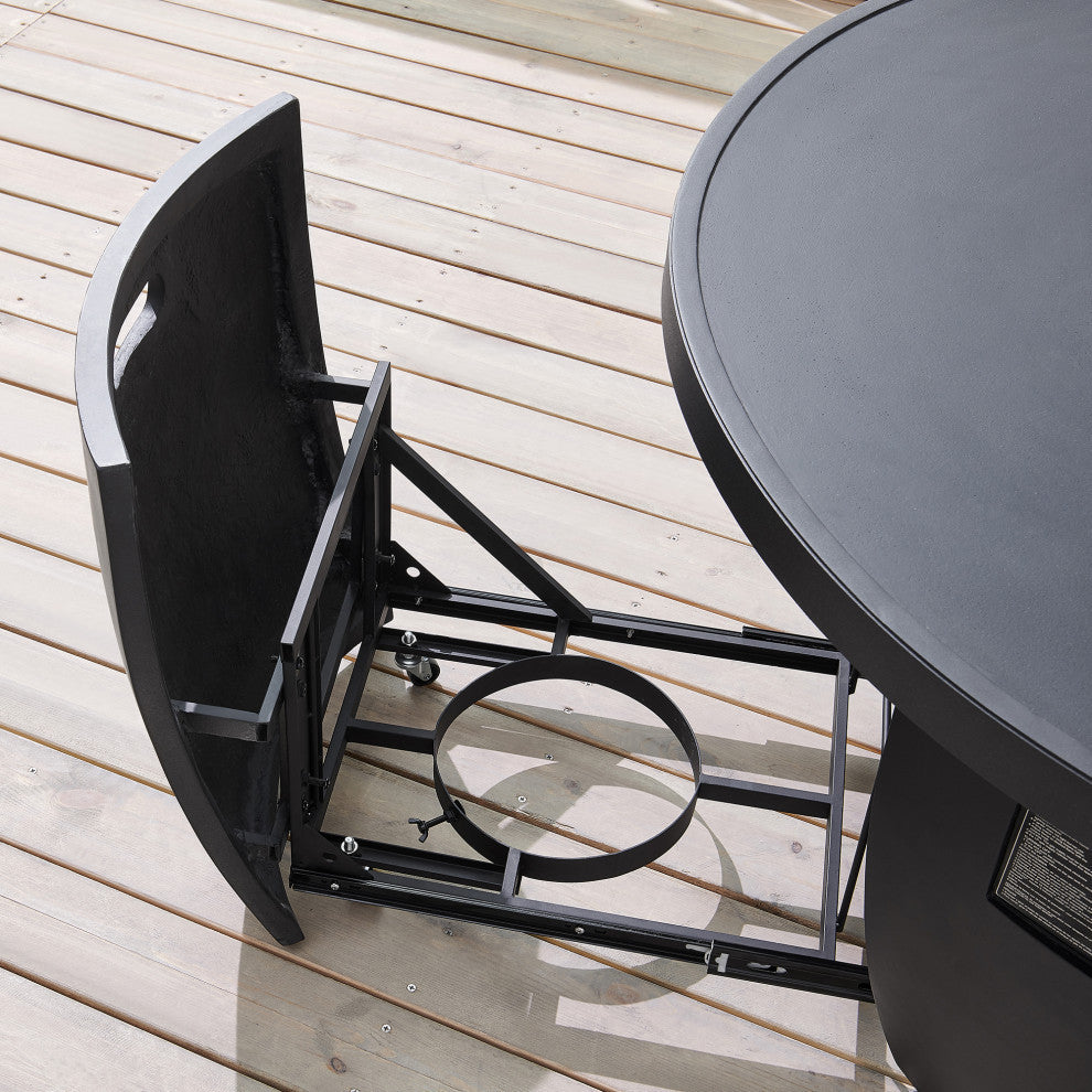 Martha Stewart Lily Pond Gas Heating 42" Round Dark Charcoal Fire Table